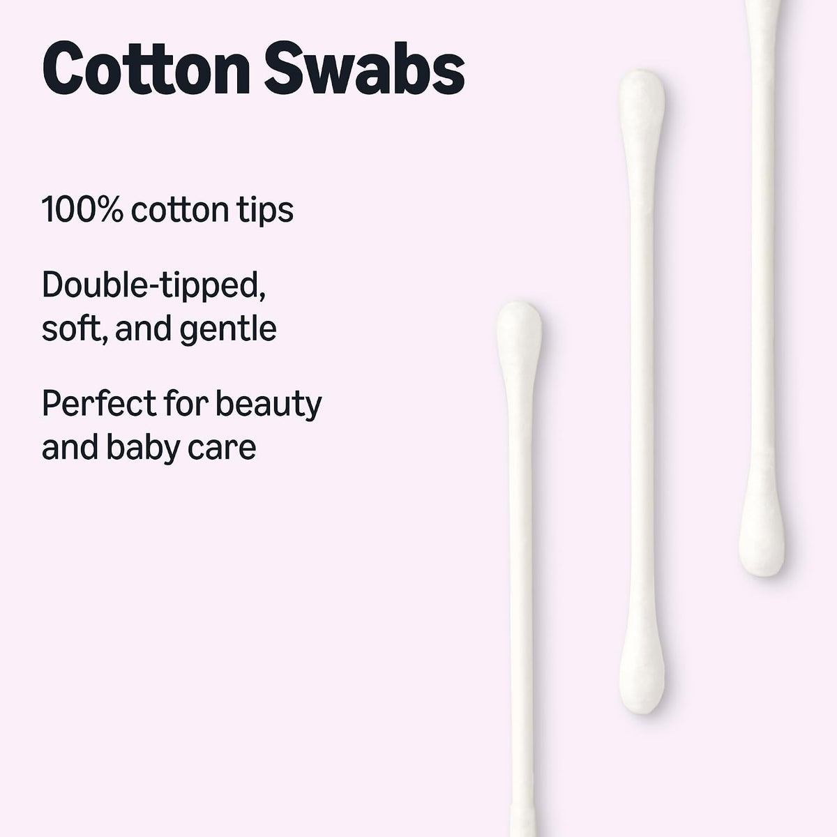 Amazon Basics Double-Tipped Cotton Swabs for Personal Hygiene and Baby Care, Cotton, Versatile, Baby Safe, 500 Count
