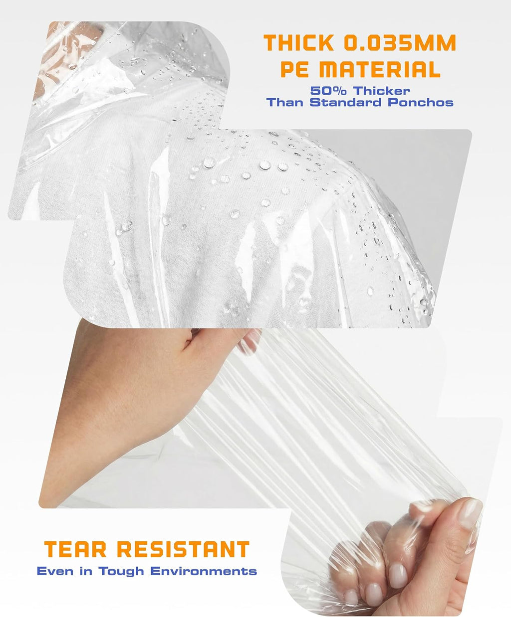 Hagon PRO Disposable Rain Ponchos for Adults, Hooded Poncho, Family 5 Pack
