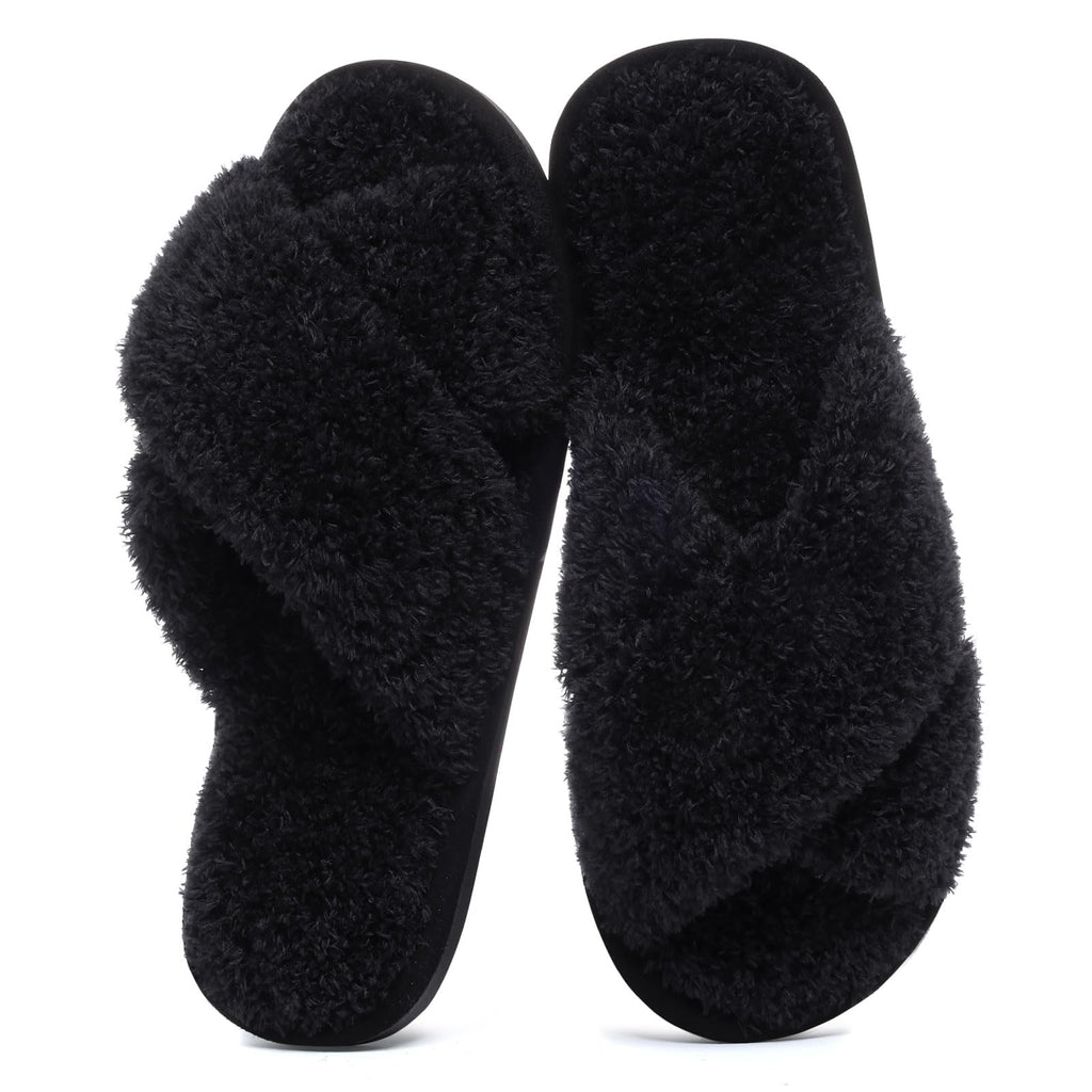 Evshine Memory Foam Fuzzy House Slippers for Women