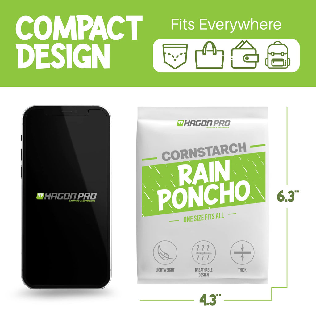 Hagon PRO Disposable Rain Ponchos for Adults, Hooded Poncho, Family 5 Pack