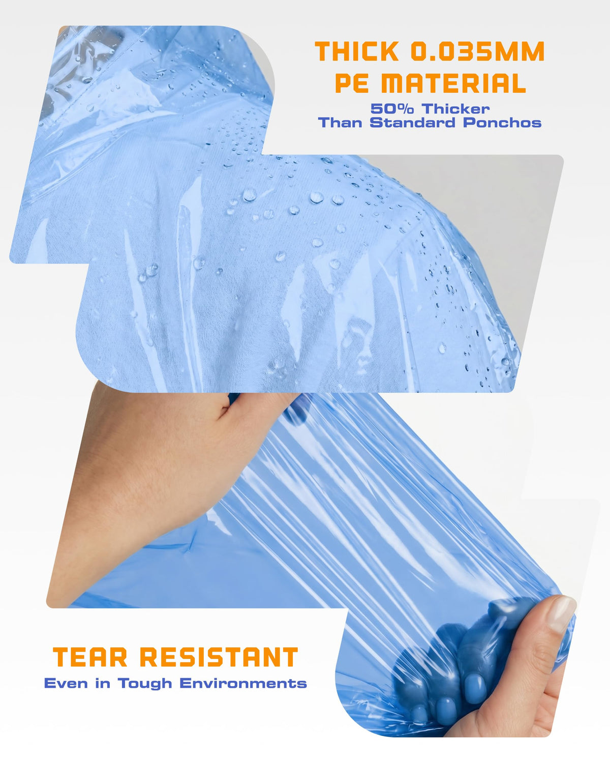 Hagon PRO Disposable Rain Ponchos for Adults, Hooded Poncho, Family 5 Pack