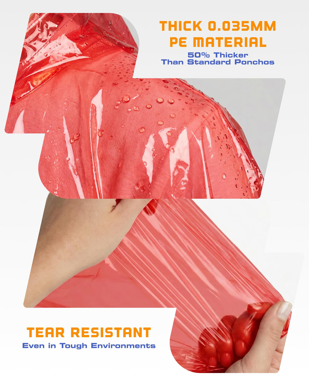 Hagon PRO Disposable Rain Ponchos for Adults, Hooded Poncho, Family 5 Pack