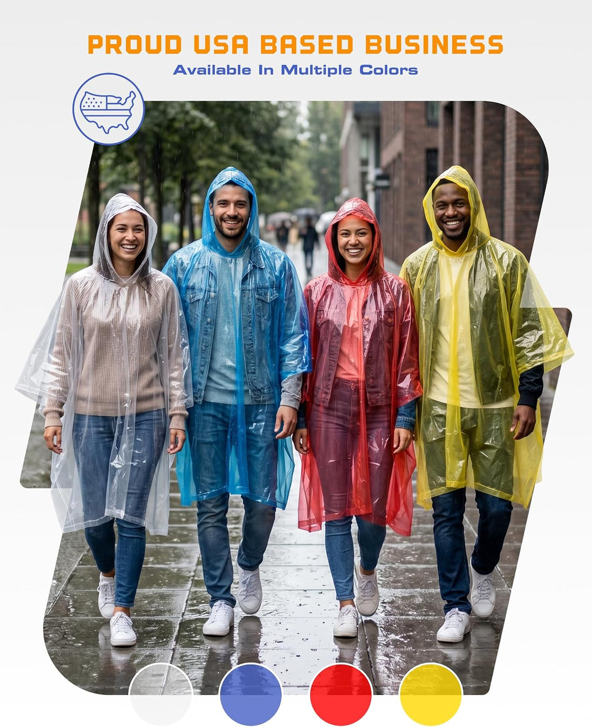 Hagon PRO Disposable Rain Ponchos for Adults, Hooded Poncho, Family 5 Pack